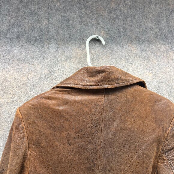 Vintage Bebe Leather Jacket Womens Medium Brown Blazer San Francisco 90s - Picture 10 of 11